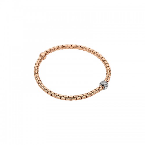 Eka Tiny Yellow Gold with Diamond Rondel Station Bracelet
