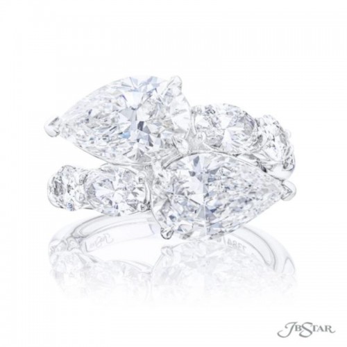 JB Star Twogether Two Stone Diamond Ring Pear Shaped GIA Certified
