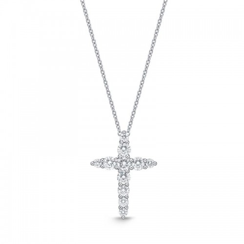Memoire Single Prong Diamond Cross Pendant .51 Ct
