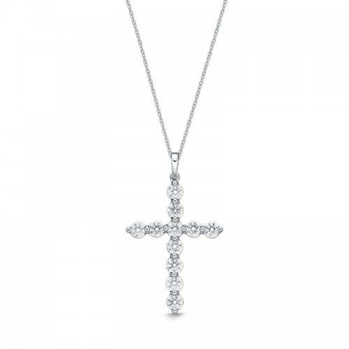 Memoire Single Prong Diamond Cross Pendant 1Ct