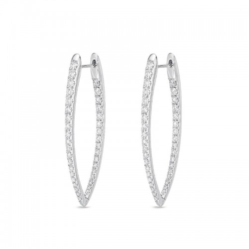 Memoire 18K White Gold Imperial Hoop Earrings 1.50Ctw Approx.