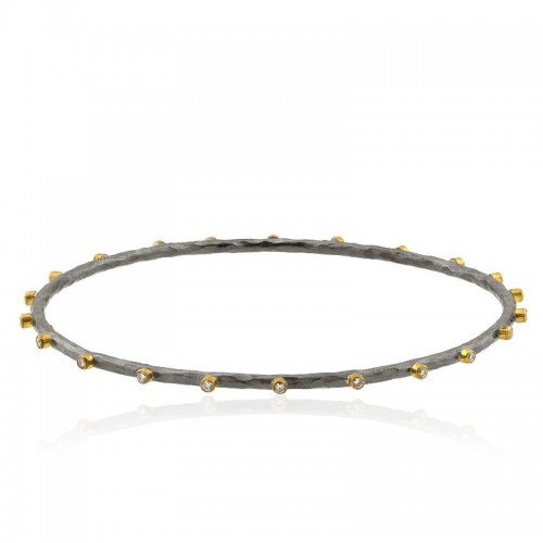 Lika Behar 24k Two Tone Gold and Sterling Silver Diamond Bracelet