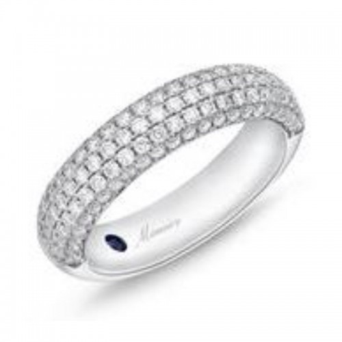 Memoire 18K White Gold Diamond Domed Comfort Band