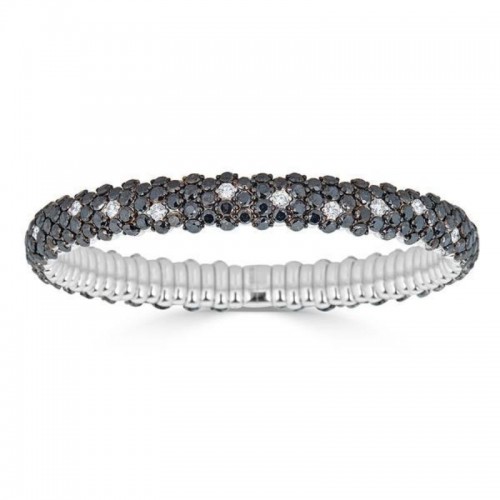 Domed Stretch Bracelet with Black Diamonds