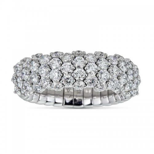 Half Set Diamond Domed Small Stretch Ring
