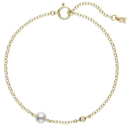 Mikimoto 18K Yellow Gold Station Bracele
