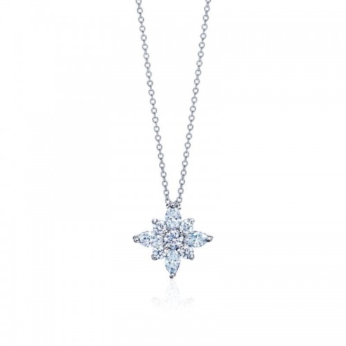 18K White Gold Diamond Necklace & Star Pendant