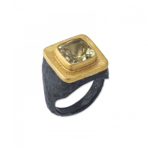 Lika Behar 24k Two Tone Gold and Sterling Silver Gemstone Ring