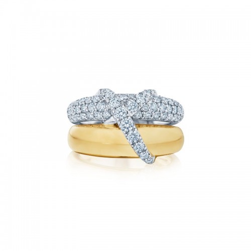 18K Yellow And White Gold Diamond Fashion Or Dinner Ring