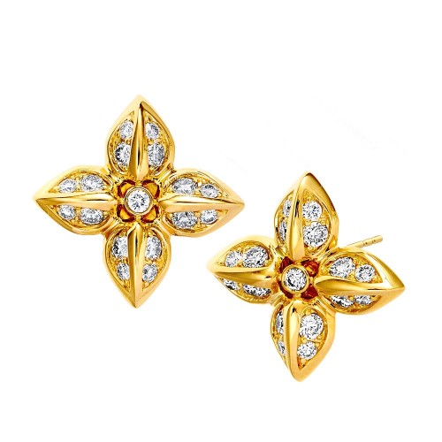 18K Yellow Gold Fancy Diamond Earings