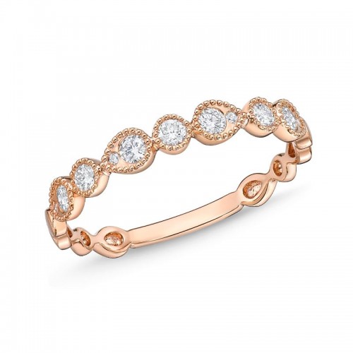 Memoire Vintage Pear & Round Stackable Band