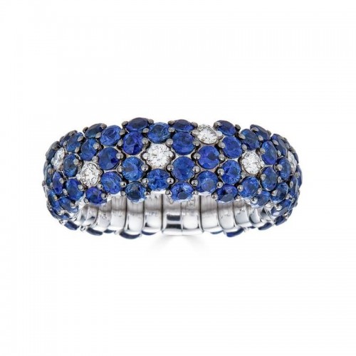 Blue Sapphire Domed Stretch Ring