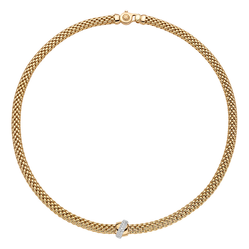 Flex'it Vendome 18K  Yellow Gold and Diamond Rondel Necklace