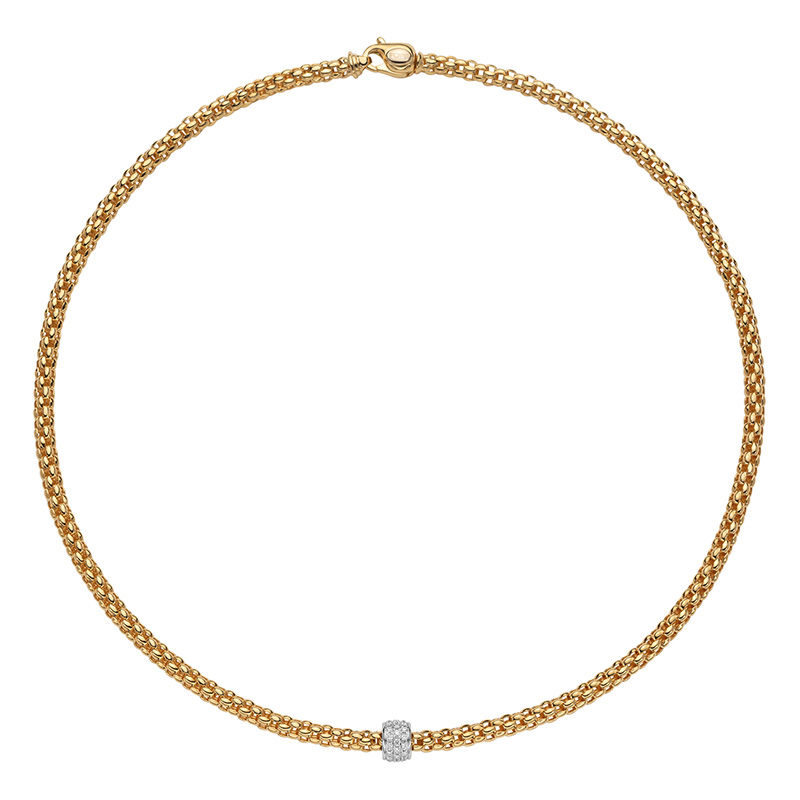 Flex'it Vendome 18K  Yellow Gold and Diamond Rondel Necklace