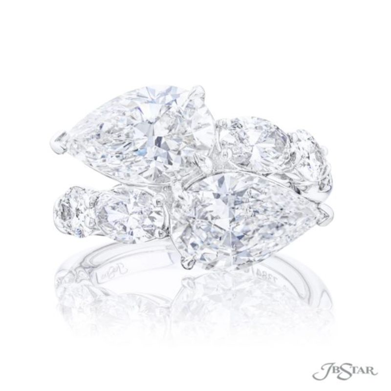 JB Star Twogether Two Stone Diamond Ring Pear Shaped GIA Certified