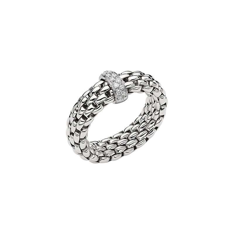 Flex'it Vendome 18K White Gold and Diamond Rondel Ring