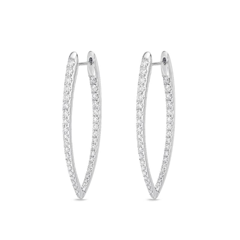 Memoire 18K White Gold Imperial Hoop Earrings 1.50Ctw Approx.
