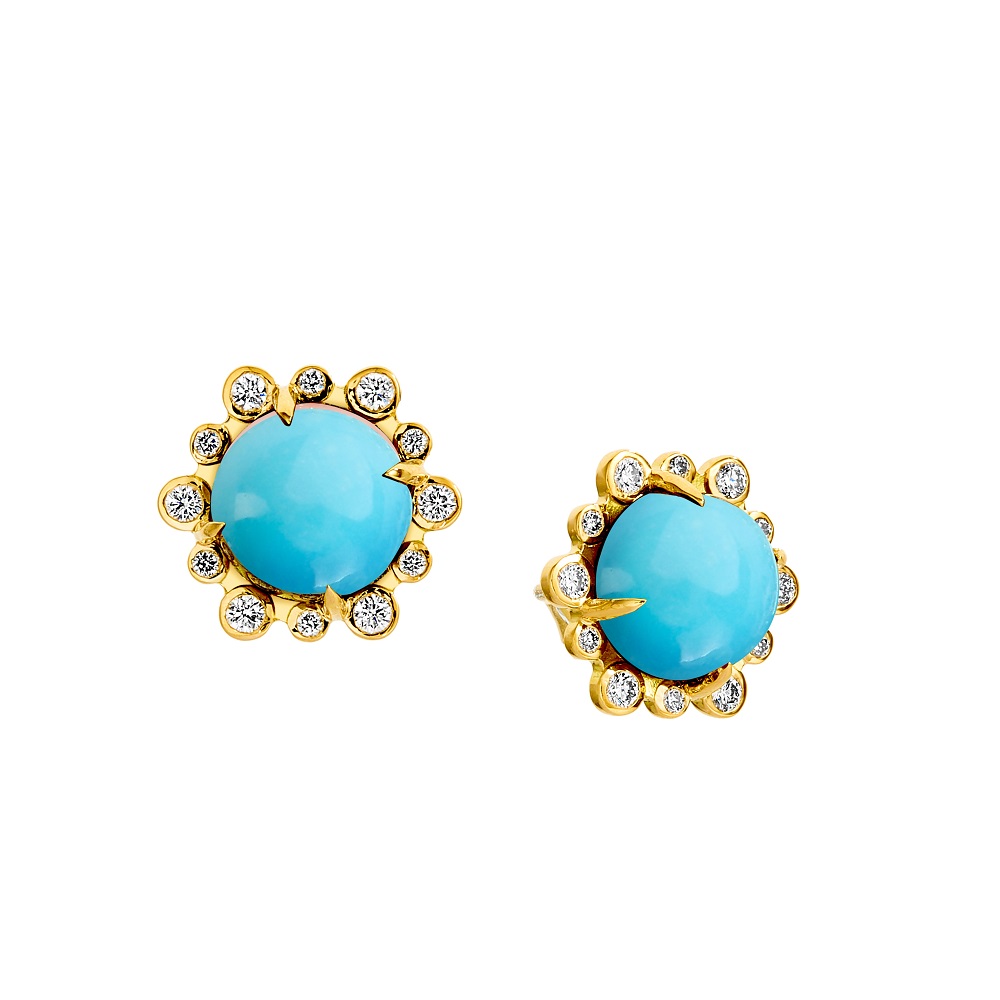 18K Yellow Gold Other Color Stone Earrings