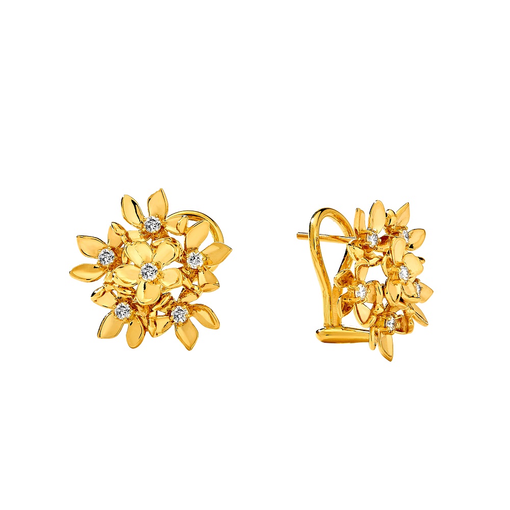 18K Yellow Gold Fancy Diamond Earings