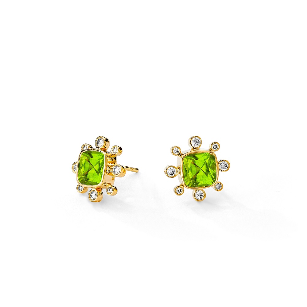 18K Yellow Gold Other Color Stone Earrings