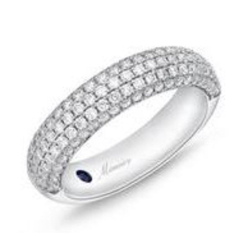 Memoire 18K White Gold Diamond Domed Comfort Band