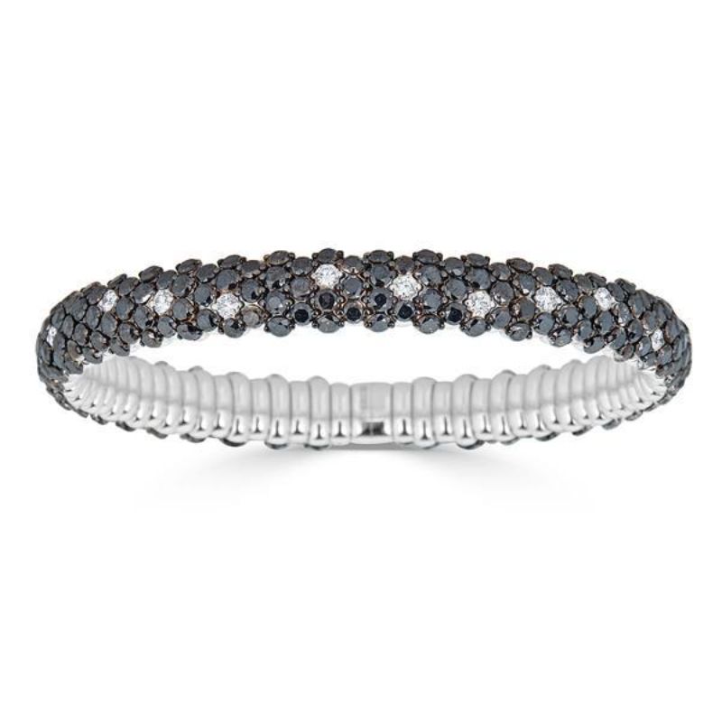 Domed Stretch Bracelet with Black Diamonds