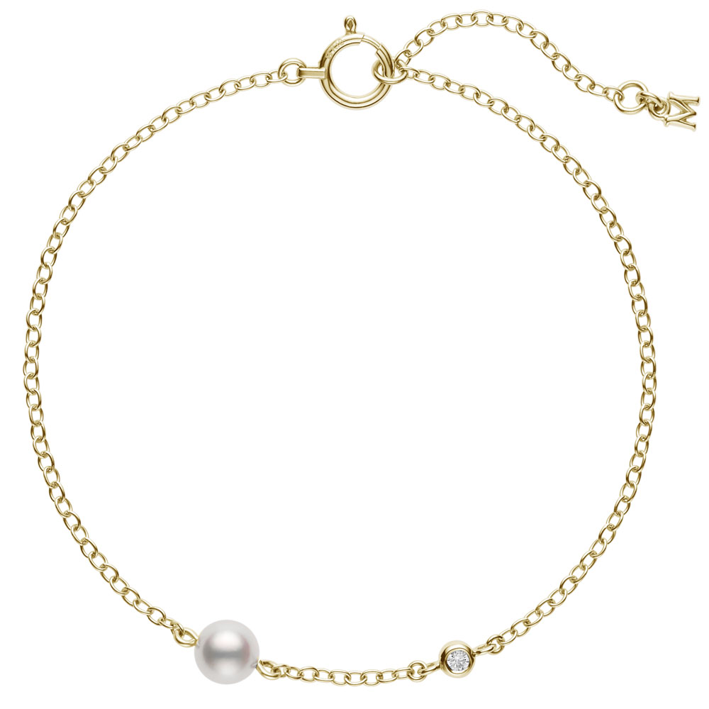 Mikimoto 18K Yellow Gold Station Bracele