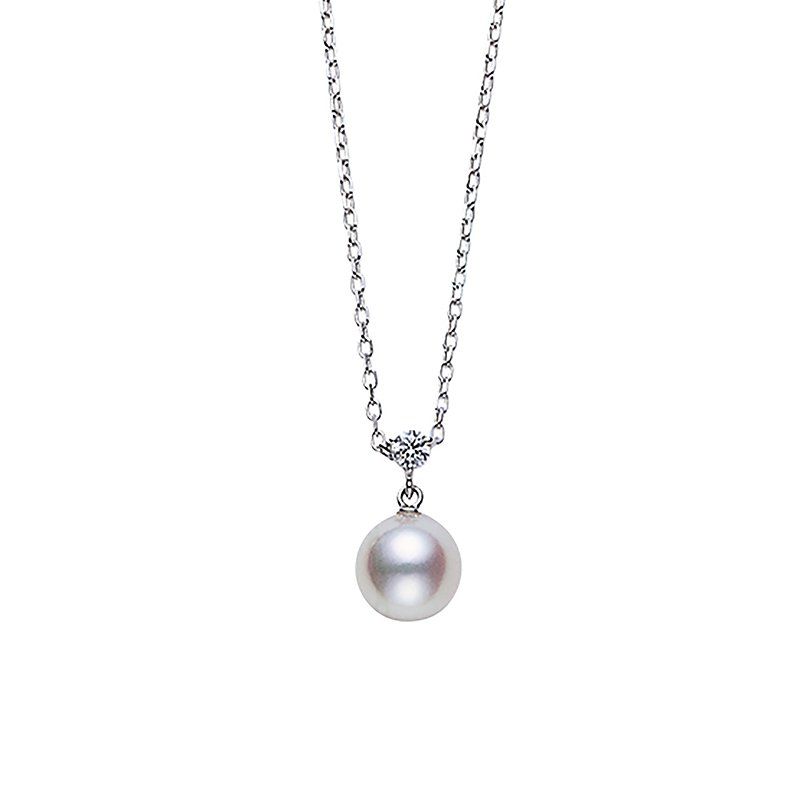 Mikimoto 18K White Gold Rhodium Plated Classic Pearl Pendant Necklace