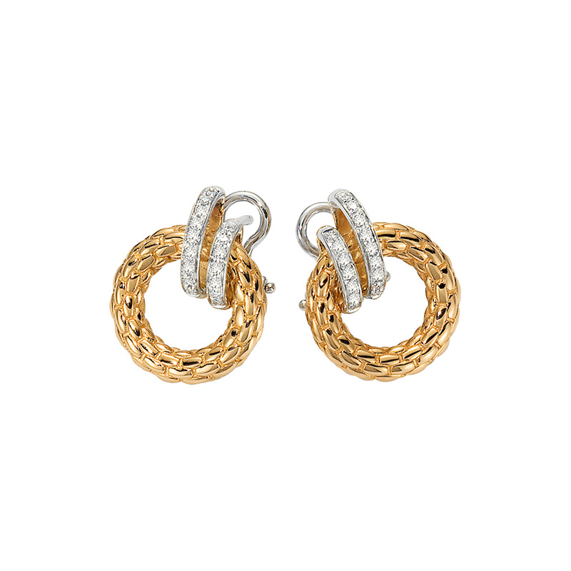 Solo 18K Yellow Gold & Diamond Circle Drop Earrings
