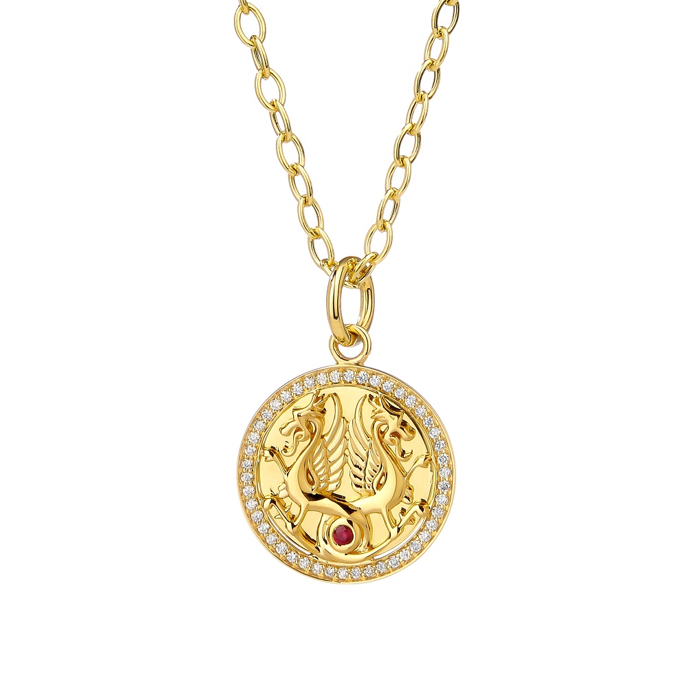 18K Yellow Gold Ruby Necklace