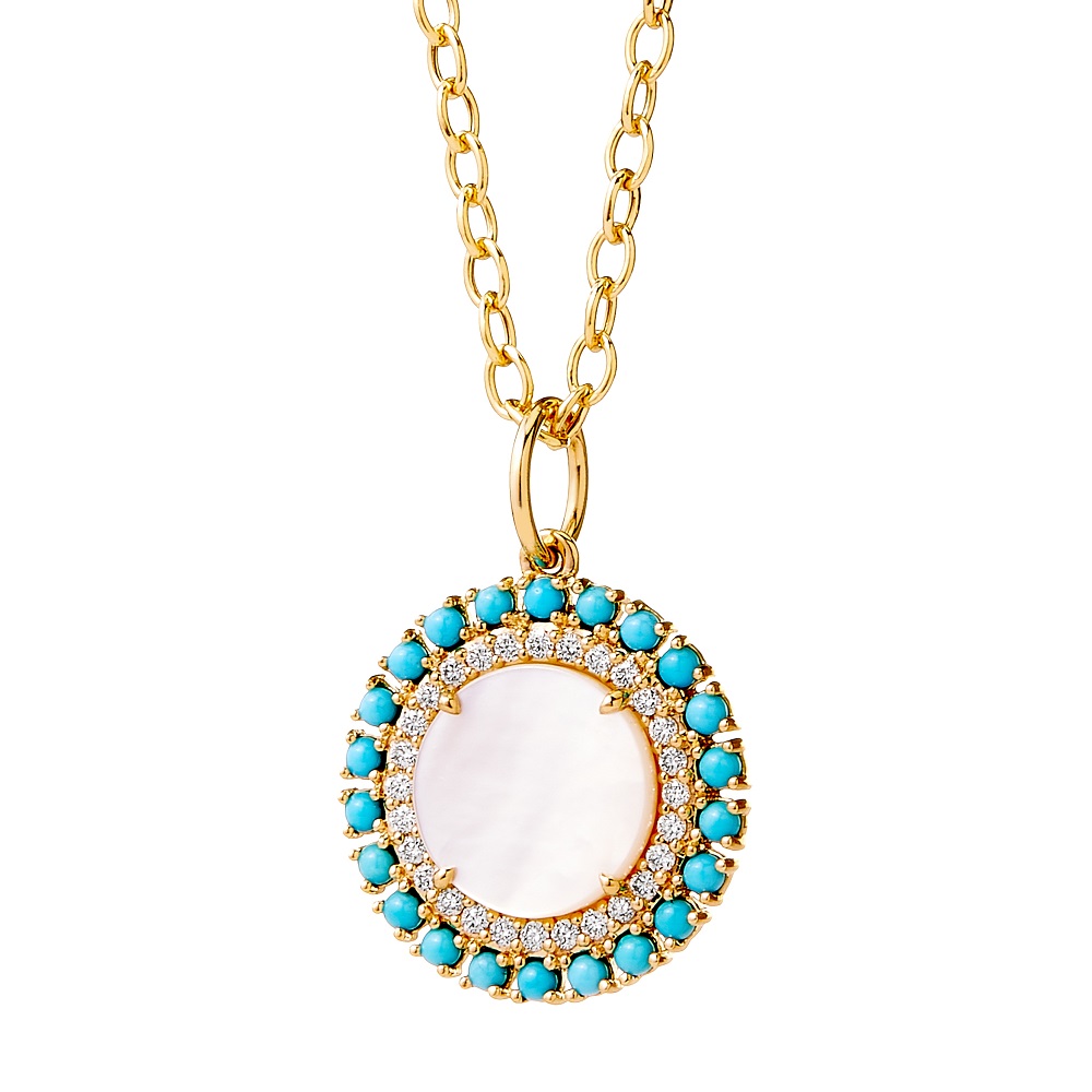18K Yellow Gold Multi-Color Stone Necklace