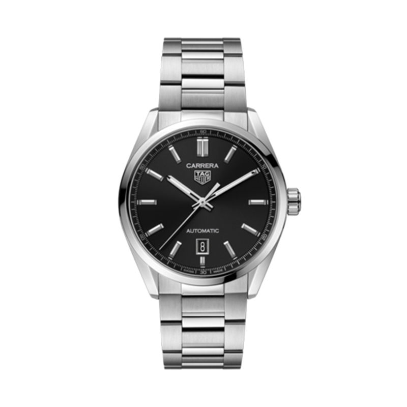 Tag Heuer Carrera steel 39mm black index dial on steel bracelet