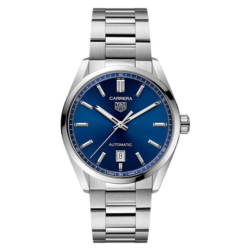 Tag Heuer Carrera steel 39mm blue index dial on steel bracelet