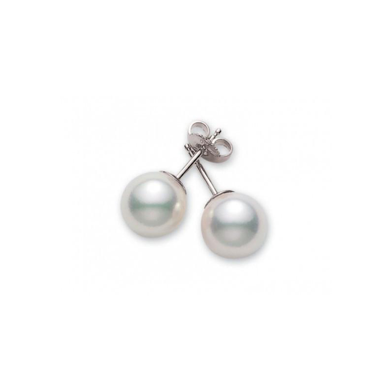 Cultured Akoya Pearl Natural Diamond Bar Drop Earrings Solid 14K Gold–  Vintage Magnality