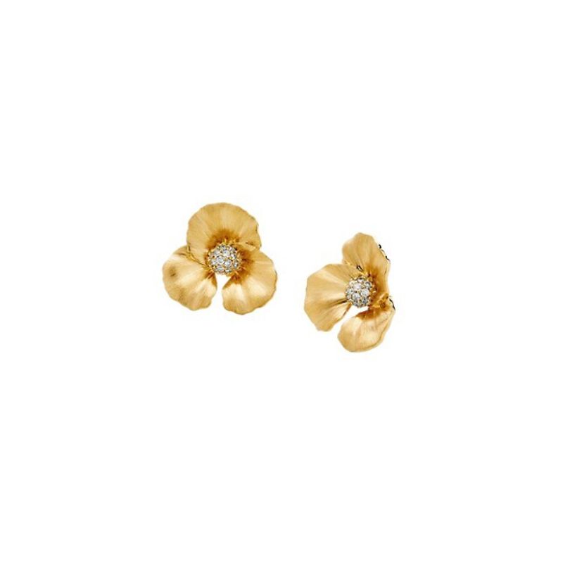 18K Yellow Gold Flower Jardin Stud Earrings