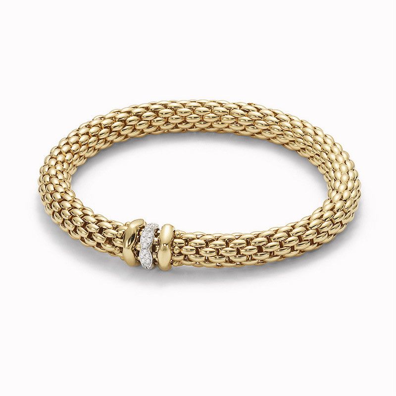 Love Nest Yellow Gold Diamond Woven Bracelet