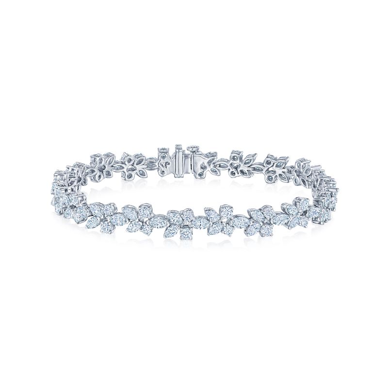 Platinum Cluster Bracelet with 6.90 Carat Diamonds