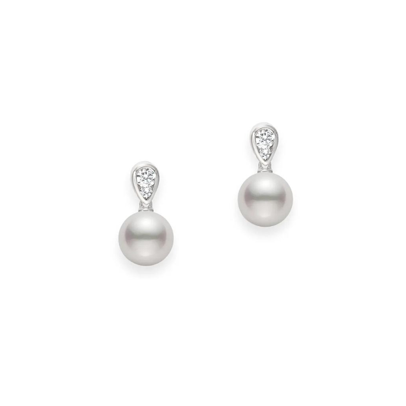 Mikimoto Morning Dew Akoya Diamond Dangle Earrings