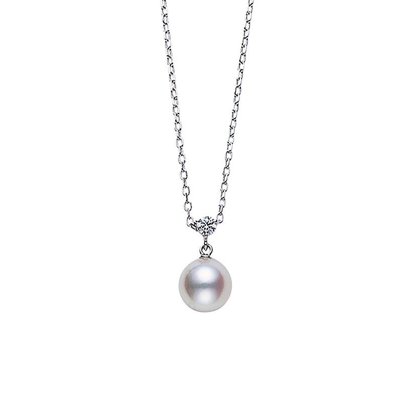 Mikimoto Classic Akoya Cultured Pearl and Diamond Pendant in 18K White Gold