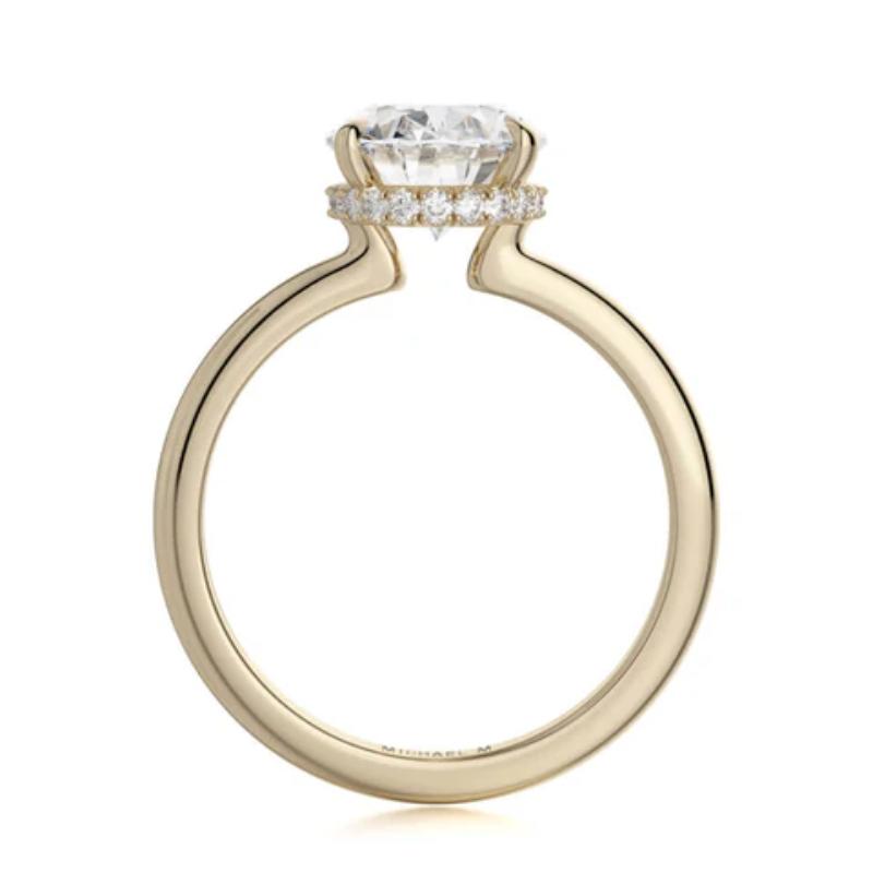 Michael M Yellow Gold Diamond Solitaire Hidden Halo Engagement Ring 1.0