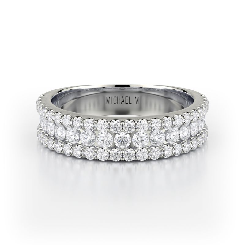 Michael M  3-Row Diamond Wedding  Band R396B
