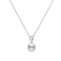 Morning Dew Akoya Cultured Pearl Pendant in 18K White Gold