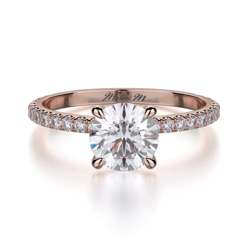 Michael M Crown Rose Gold Round Engagement Ring 0.75