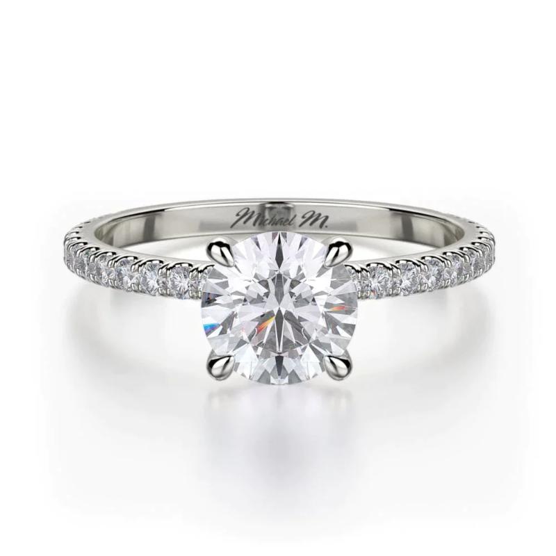 Michael M Crown White Gold Round Engagement Ring 0.75