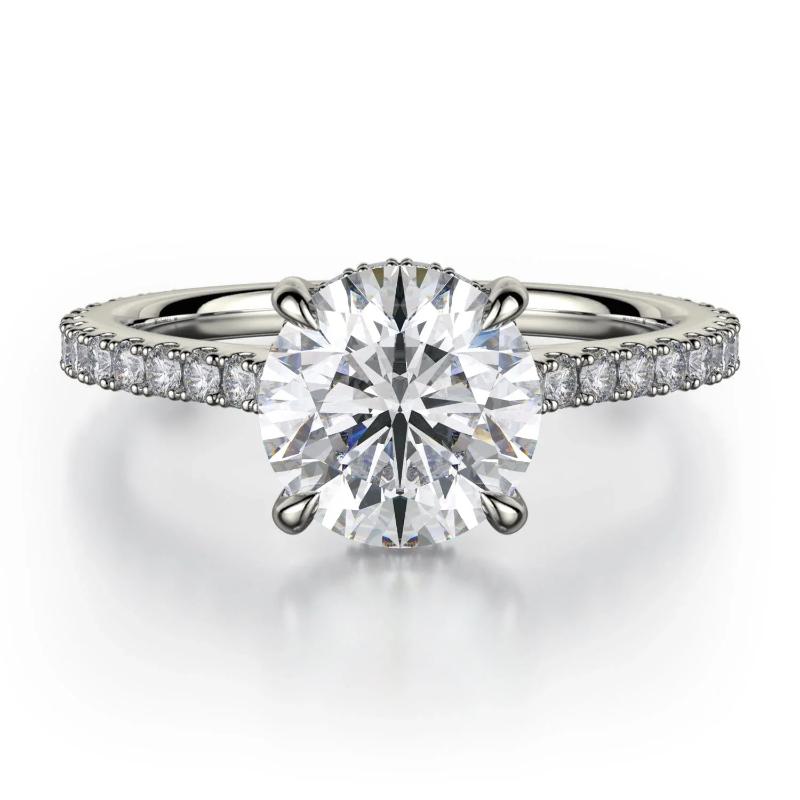 Michael M Crown Platinum Round Engagement Ring 1.25