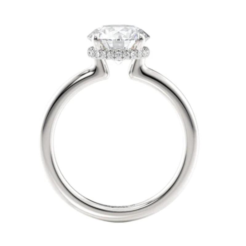 Michael M 18k White Gold Round Diamond Solitaire Hidden Halo Engagement Ring